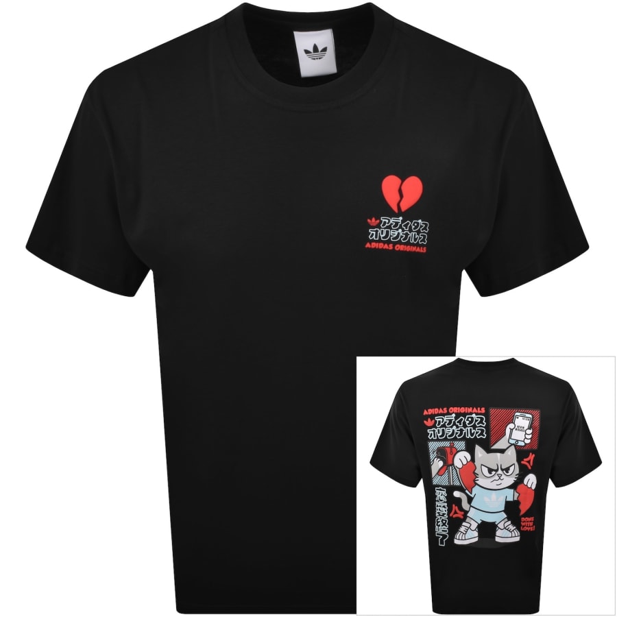 adidas Originals V-Day Cat Graphic T Shirt Black | Mainline